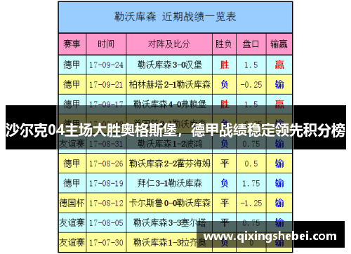 沙尔克04主场大胜奥格斯堡，德甲战绩稳定领先积分榜